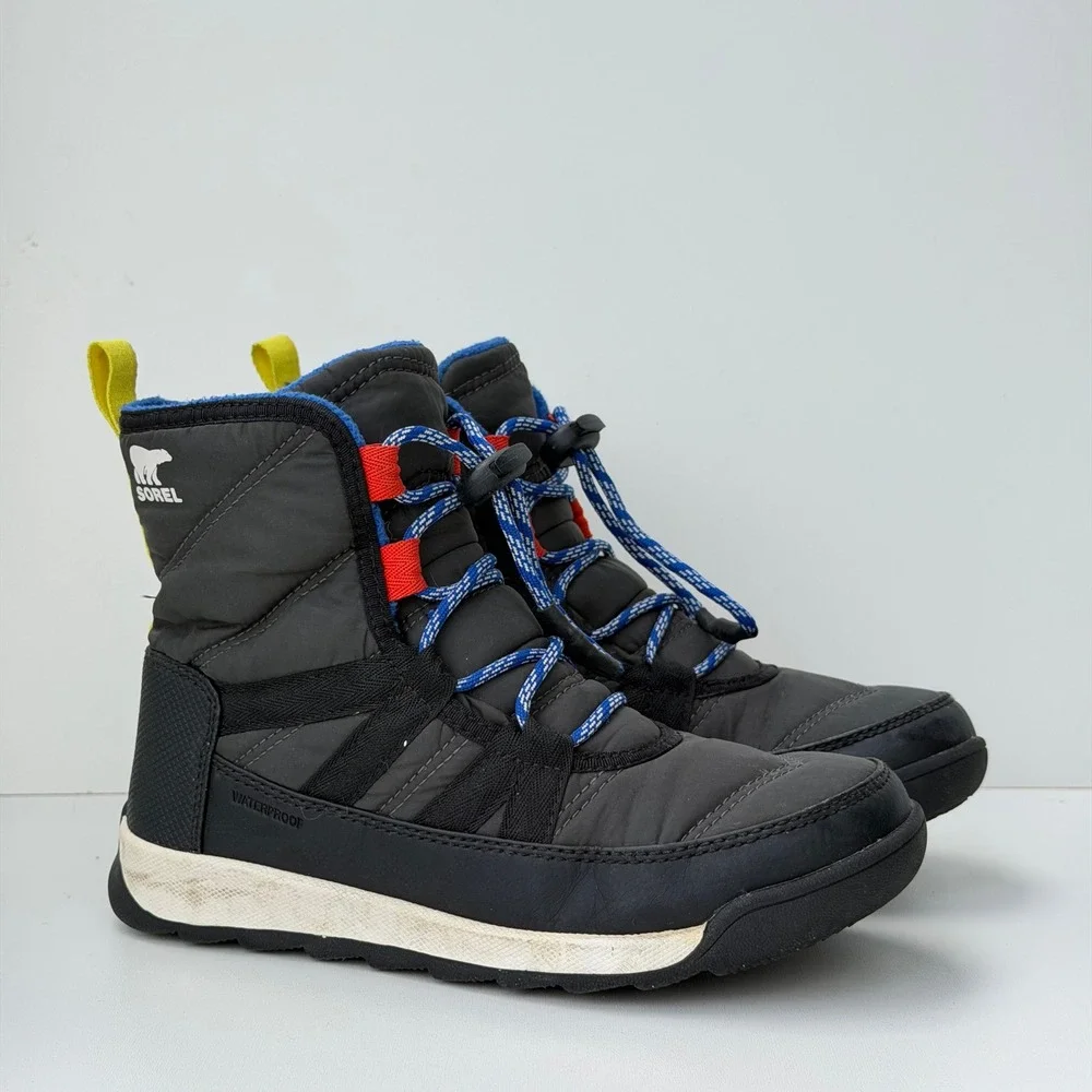 Sorel Whitney II Puffy Mid Boot Kids 3 Gray Waterproof Winter Snow Boots